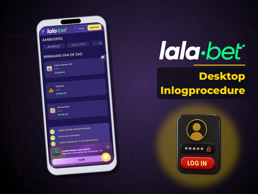 lalabet - Desktop Inlogprocedure
