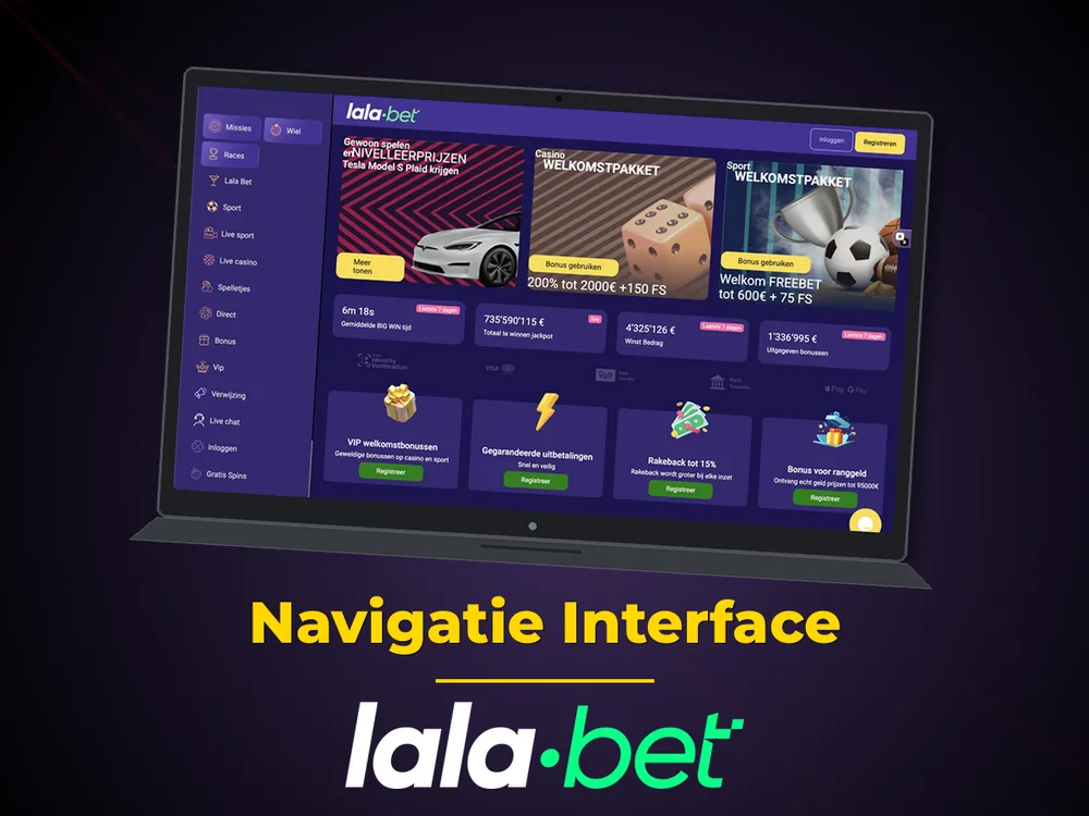 lalabet - Navigatie Interface